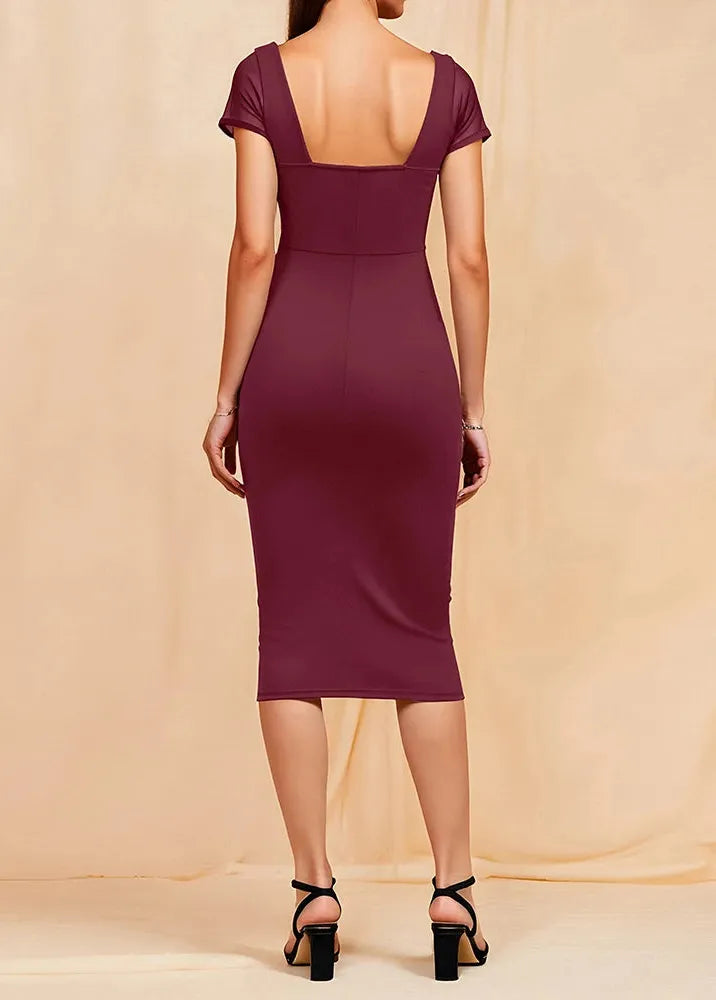 Robe midi bordeaux-Robe Parfaite