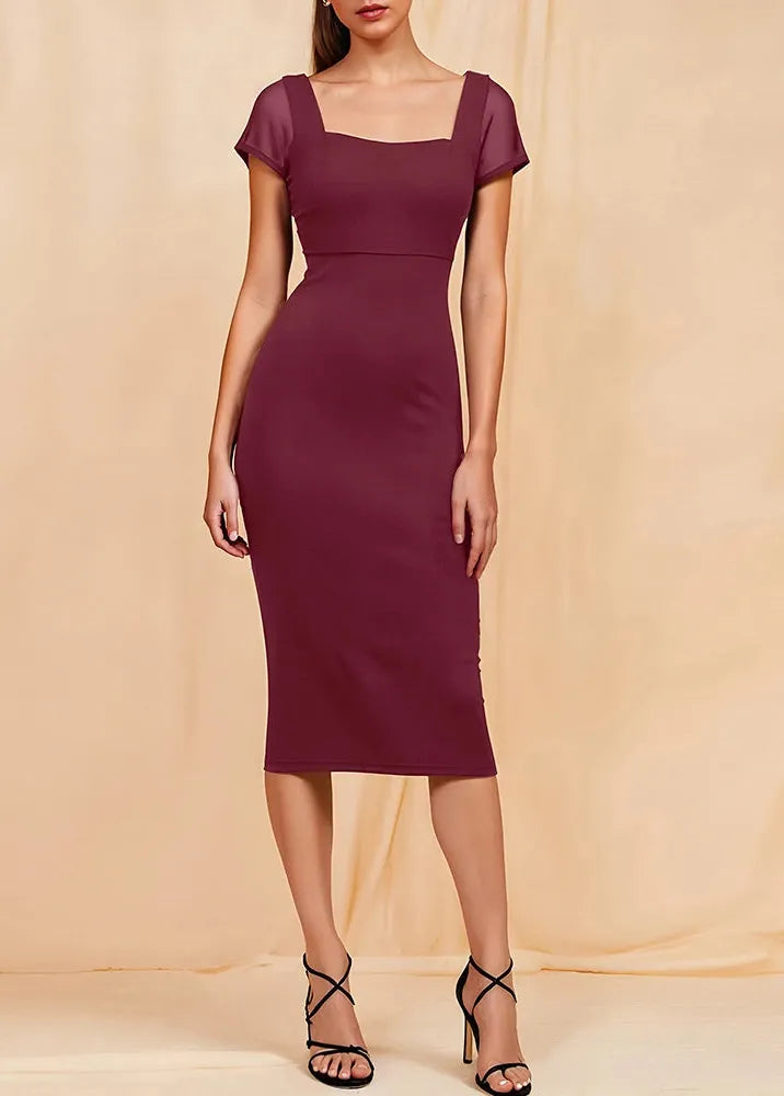 Robe midi bordeaux-Robe Parfaite