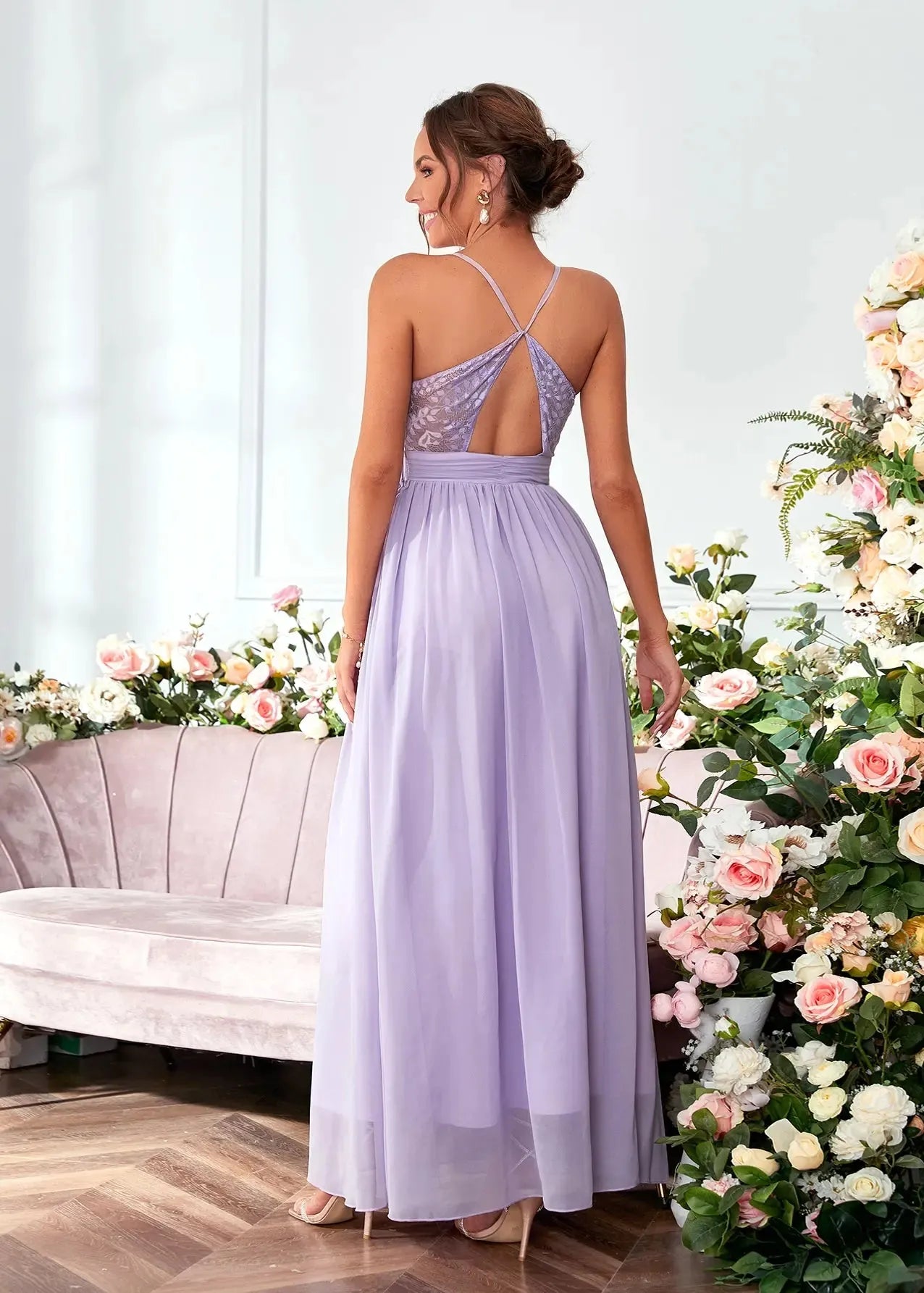 Robe mousseline lilas