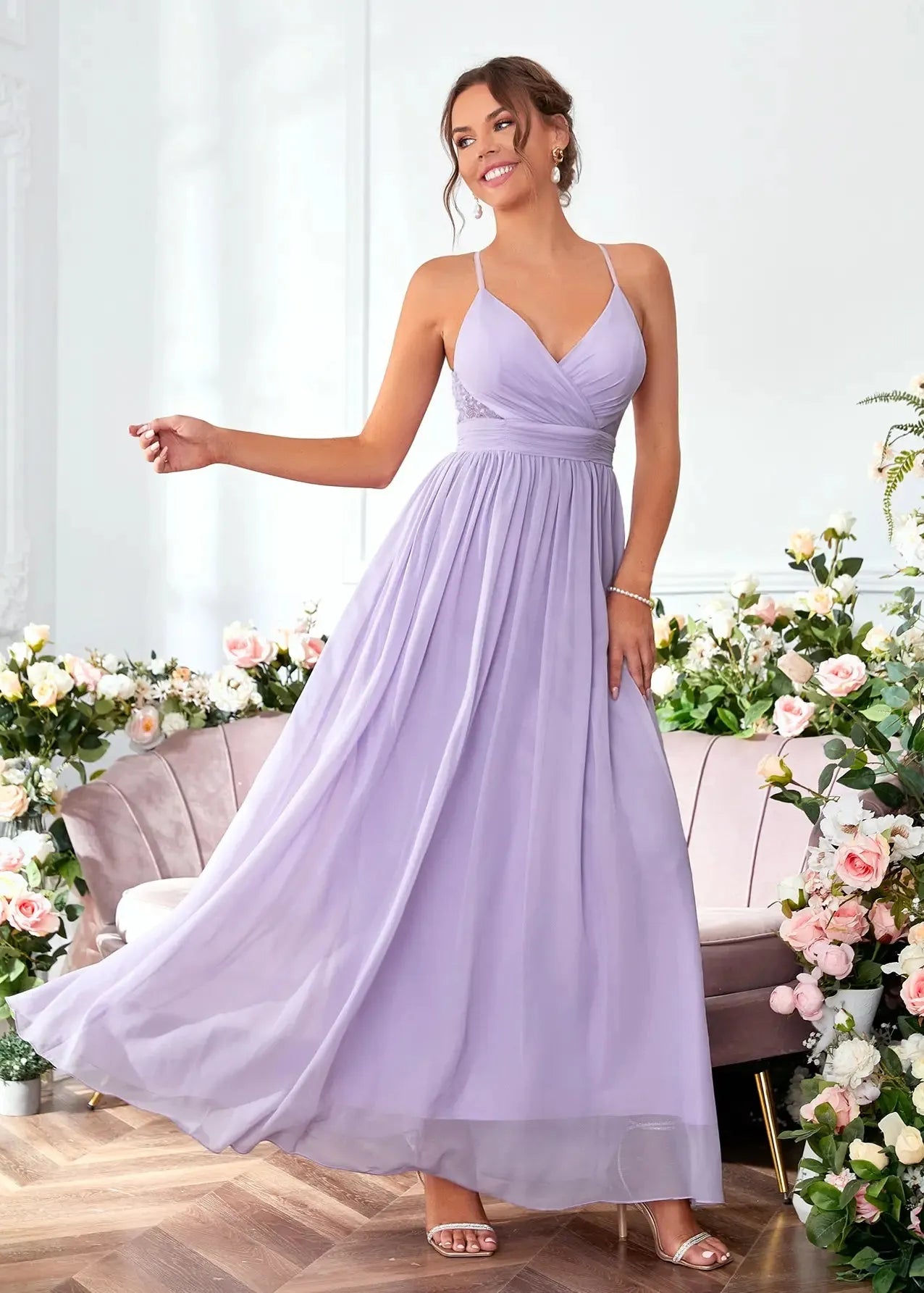 Robe mousseline lilas