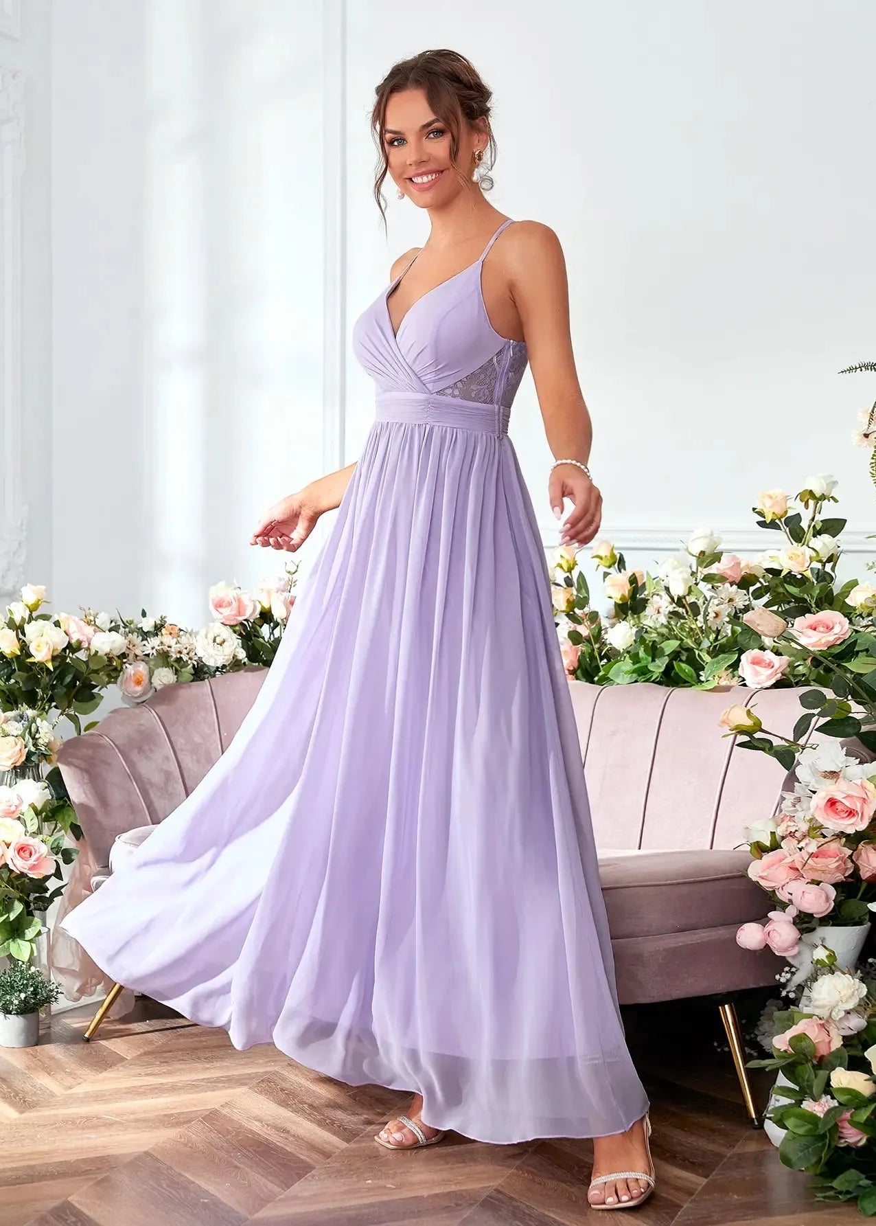 Robe mousseline lilas