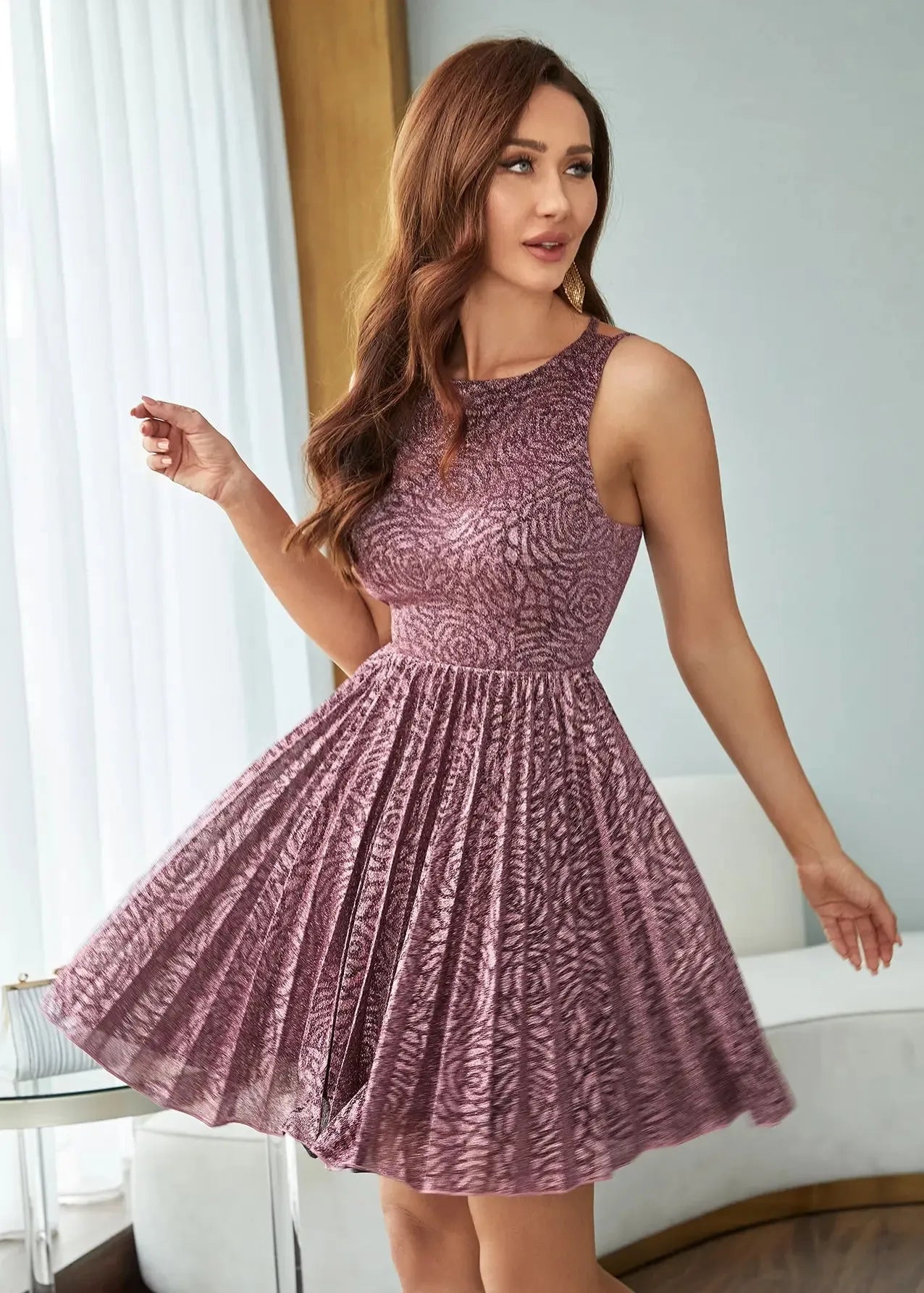 Robe patineuse chic rose