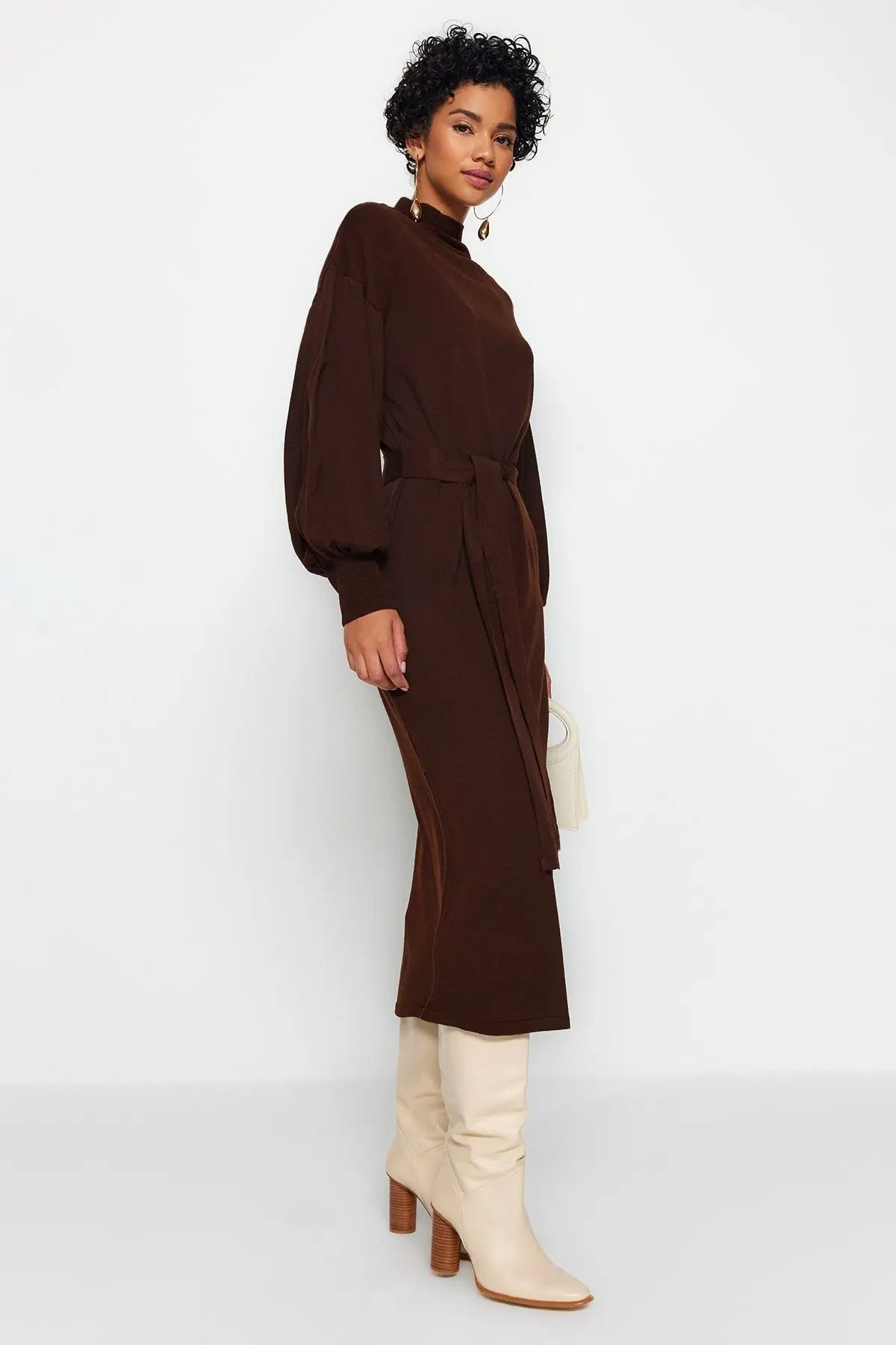 Robe pull marron chocolat-Robe Parfaite