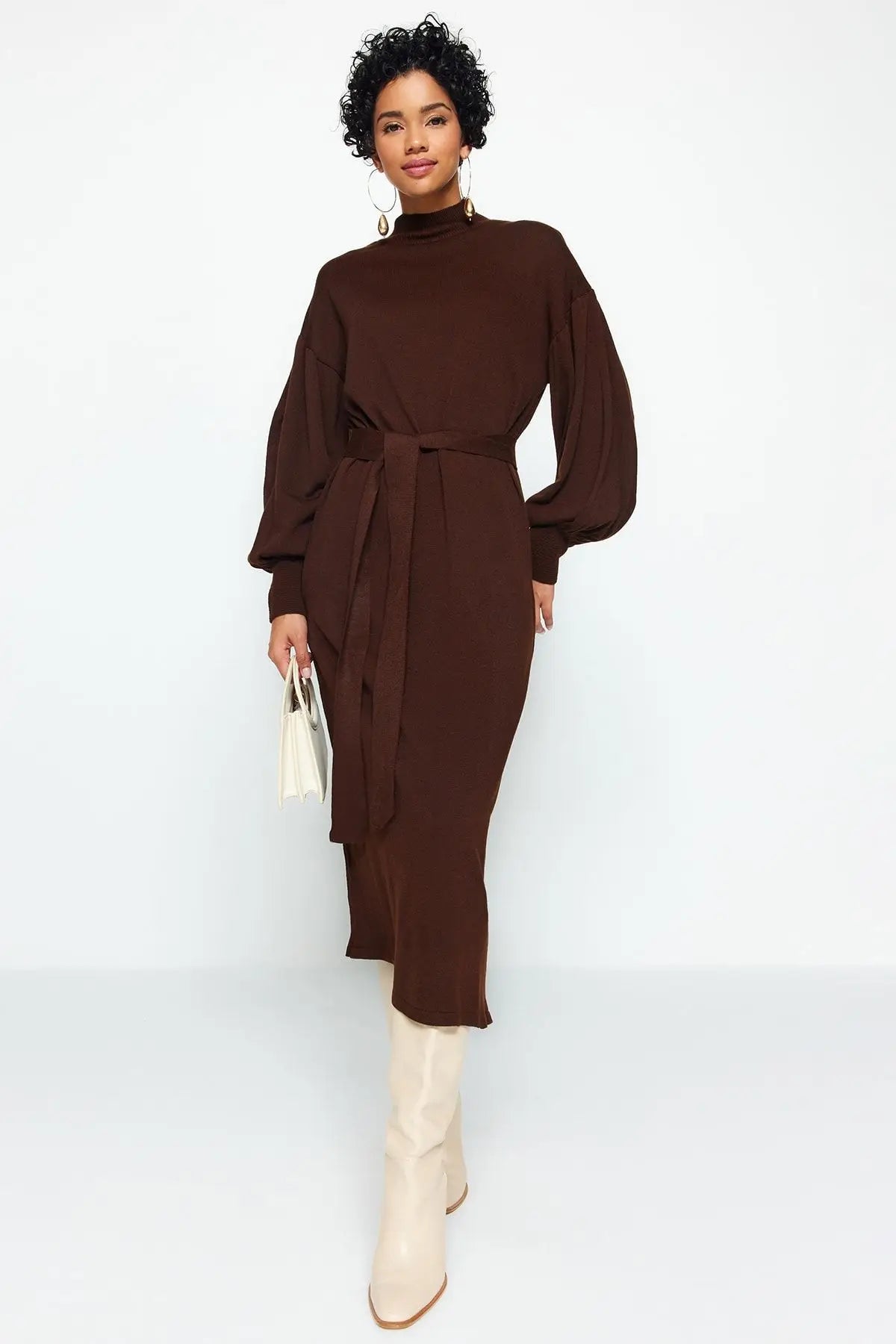 Robe pull marron chocolat-Robe Parfaite