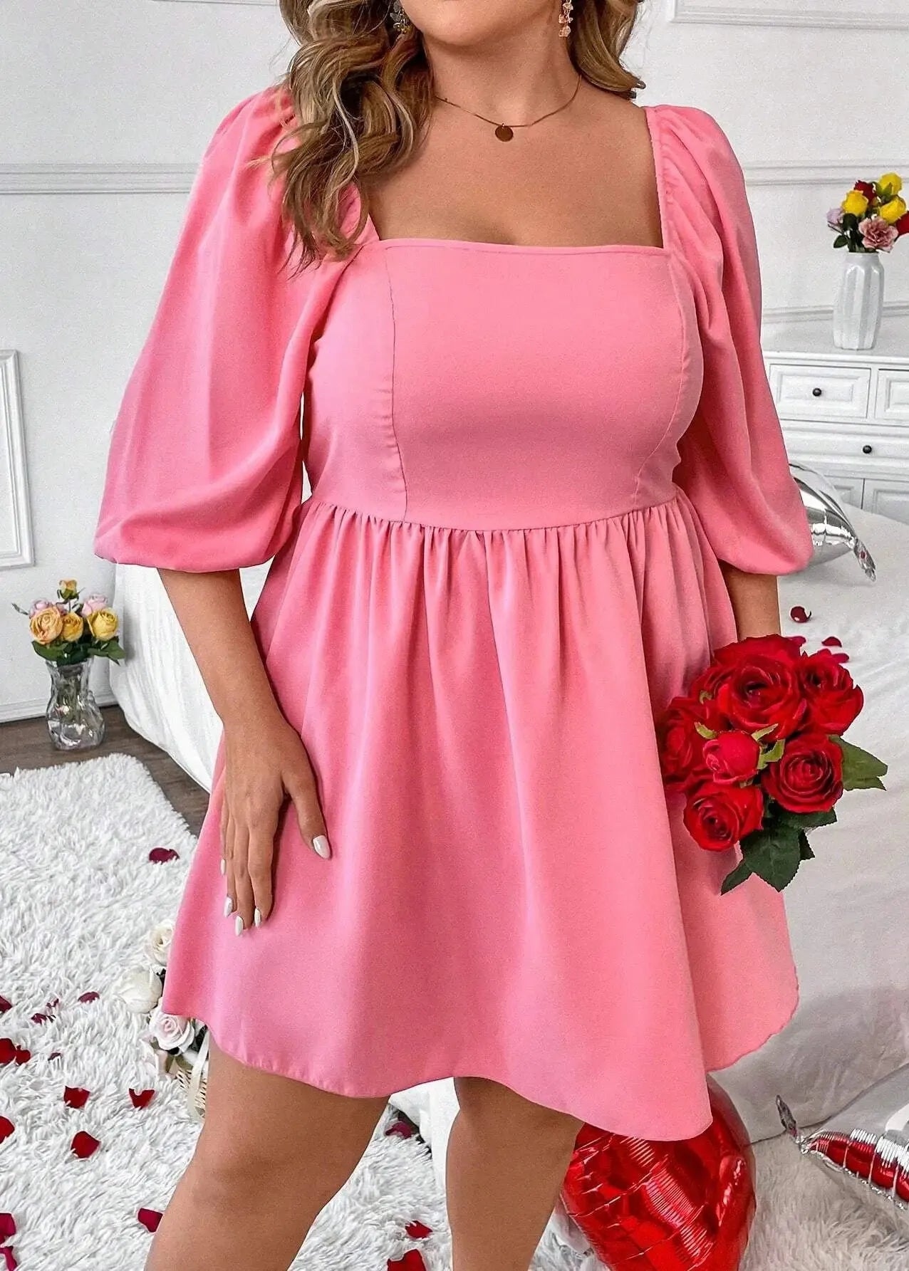 Robe rose grande taille