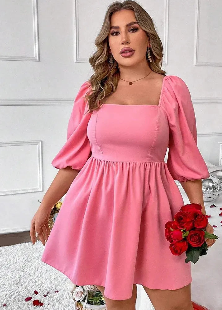 Robe rose grande taille