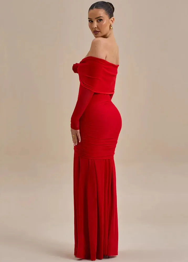 Robe soirée épaules dénudées moulante longue