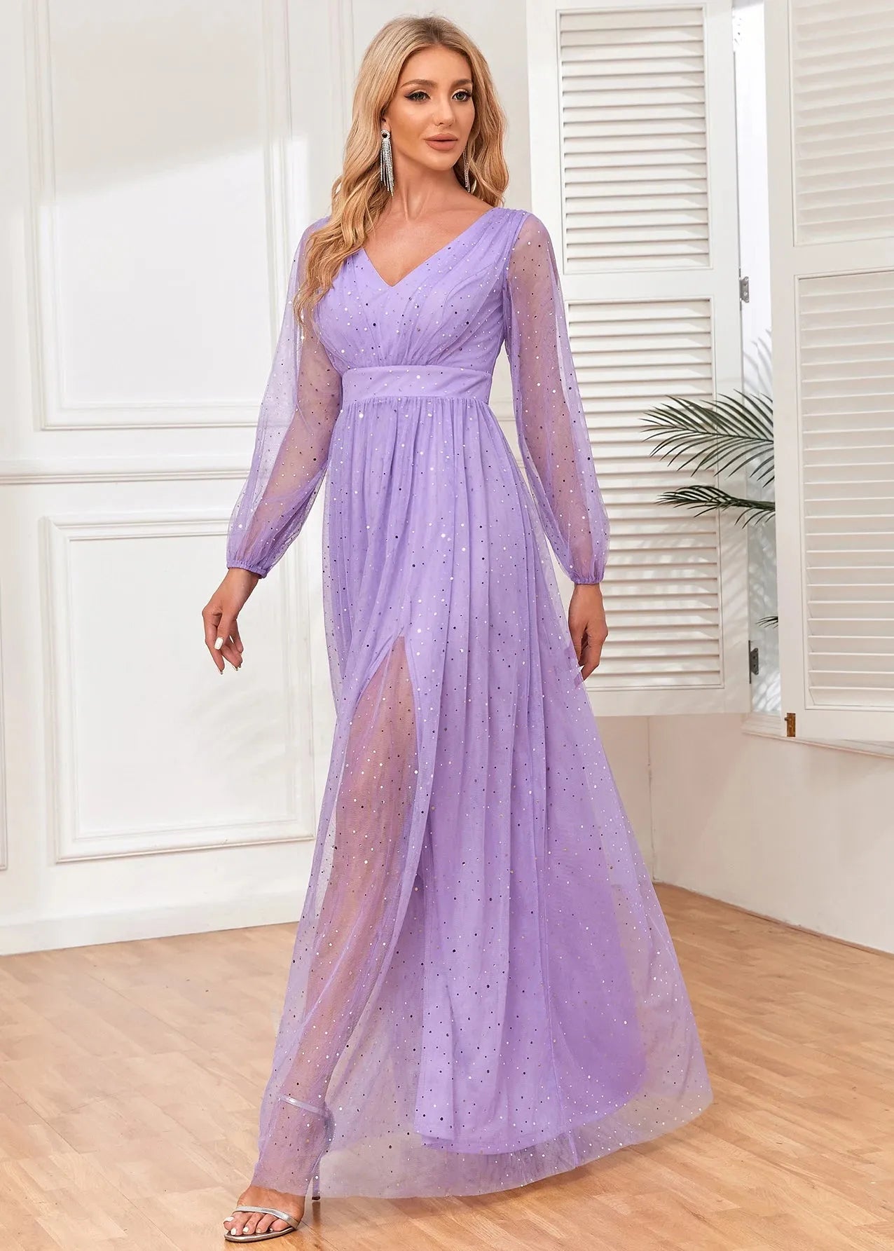 Robe violette longue