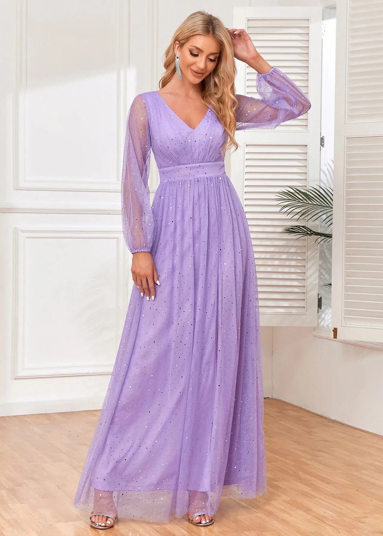 Robe violette longue