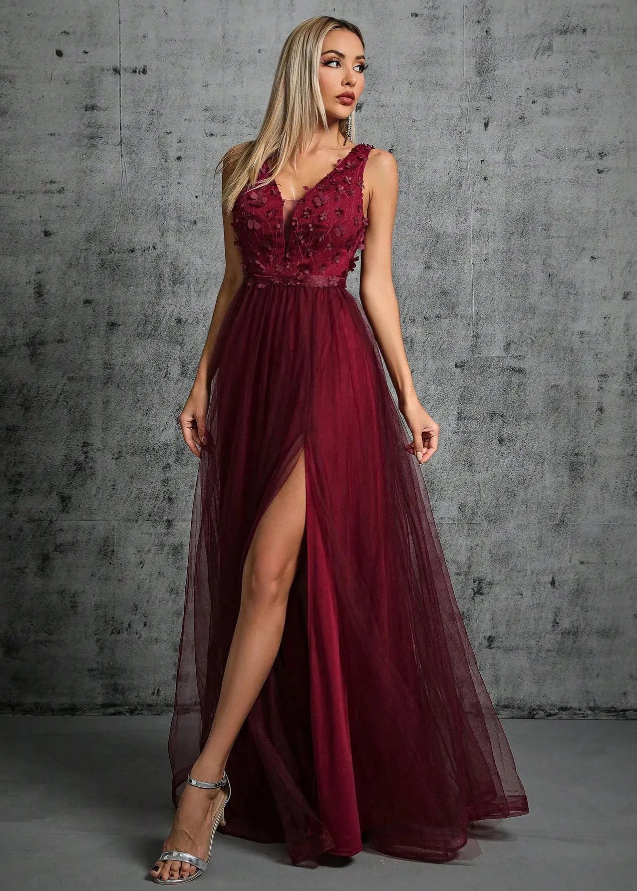 Robe de bal bordeaux tulle