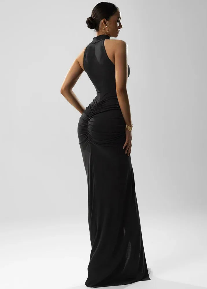 Robe moulante noire fendue