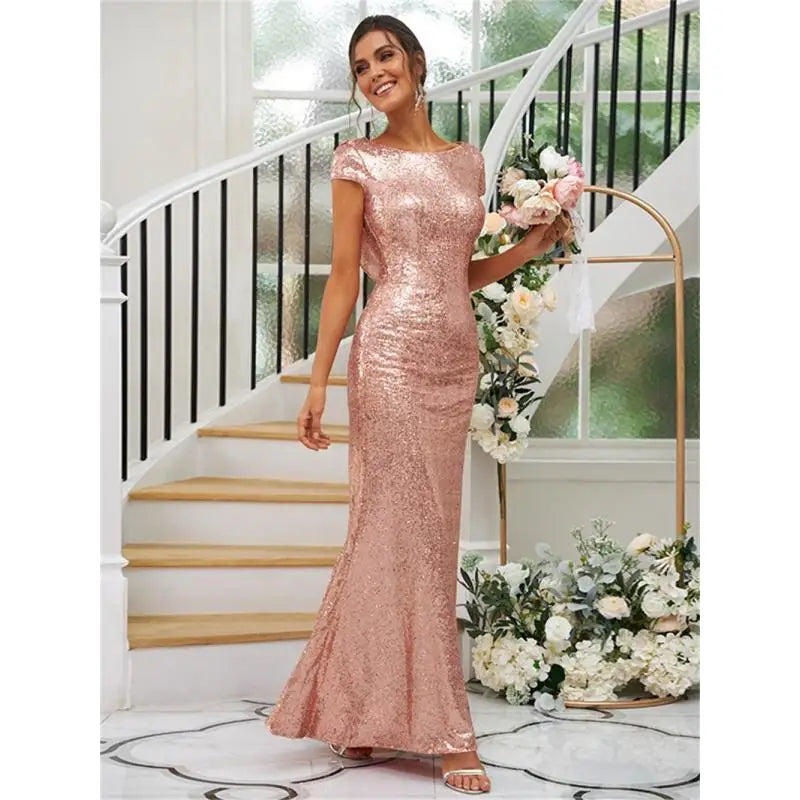 Robe cérémonie rose à paillettes