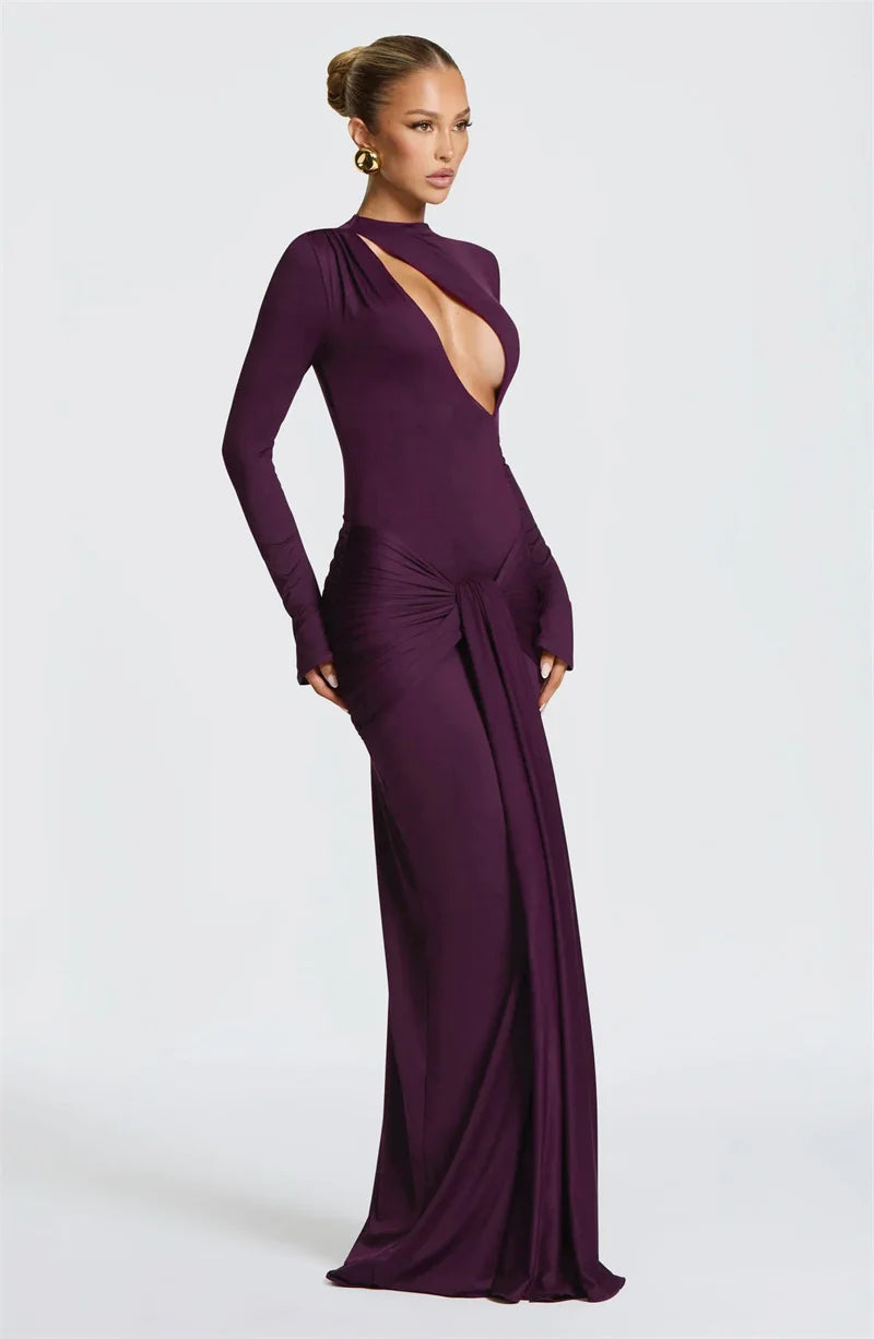 Robe de soirée longue prune