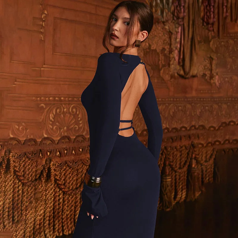 Robe bleu marine manche longue