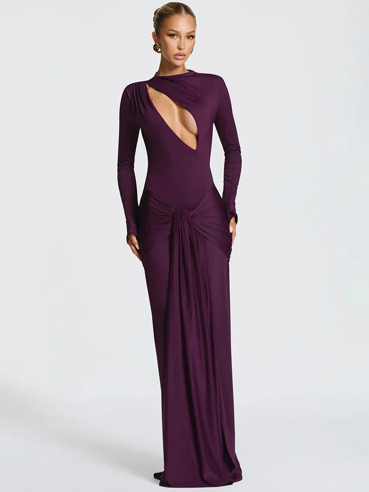 Robe de soirée longue prune