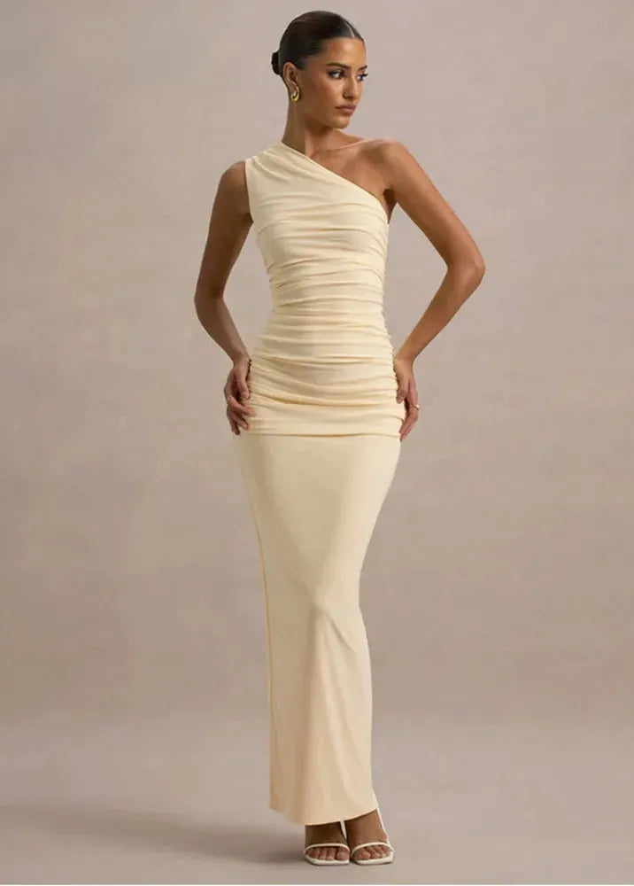 Robe longue jaune pale