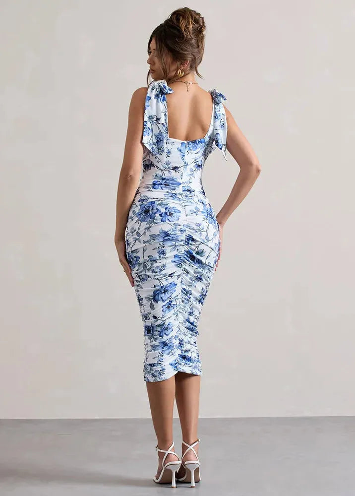 Robe bleu à fleur