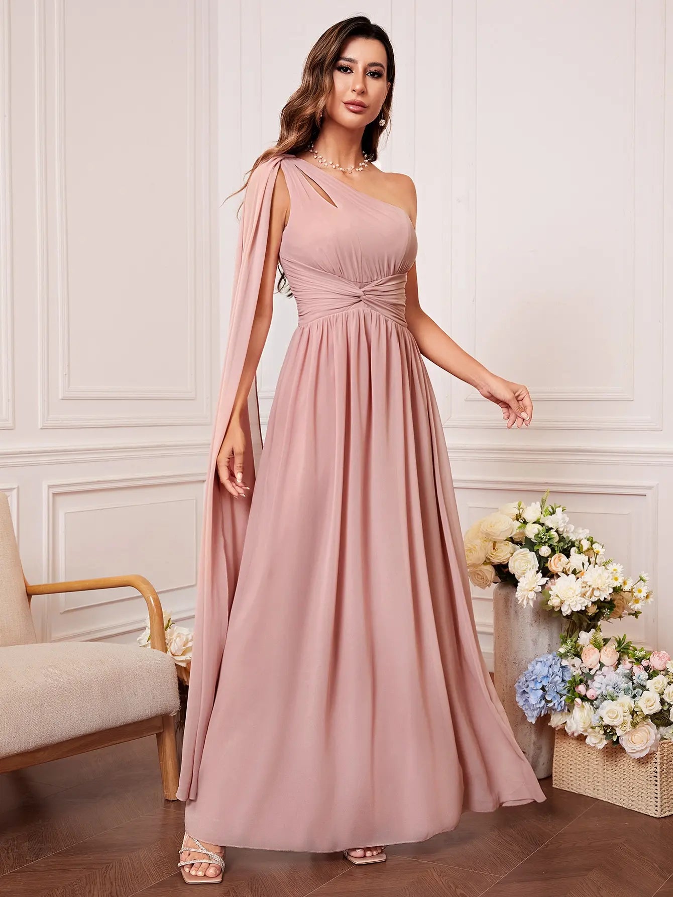 Robe demoiselle d'honneur épaule dénudée