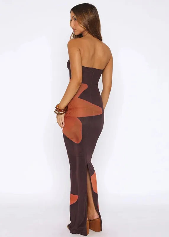 Robe tube fleurs oranges