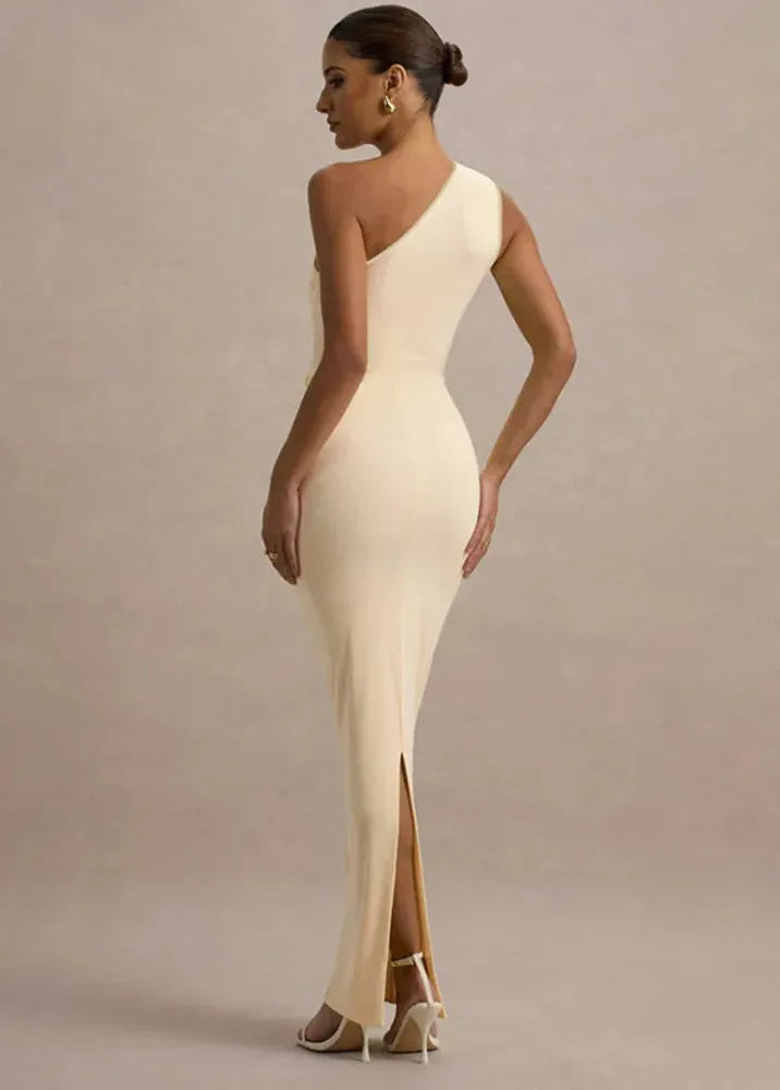 Robe longue jaune pale