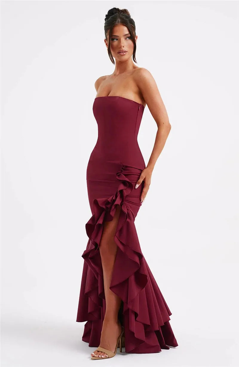 Robe a volant bustier