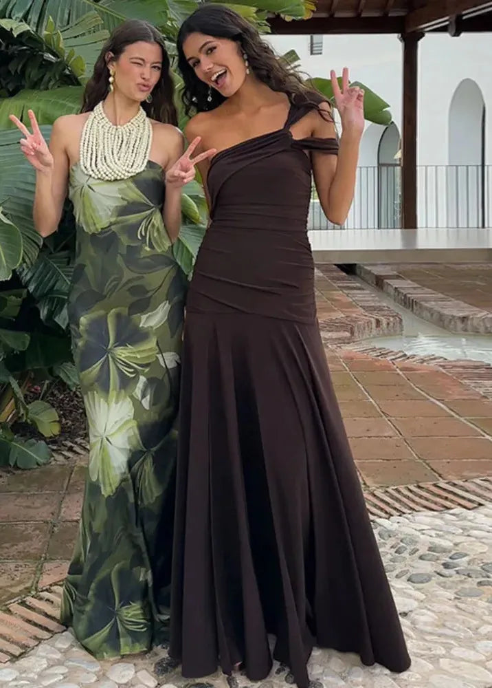 Robe longue marron chocolat