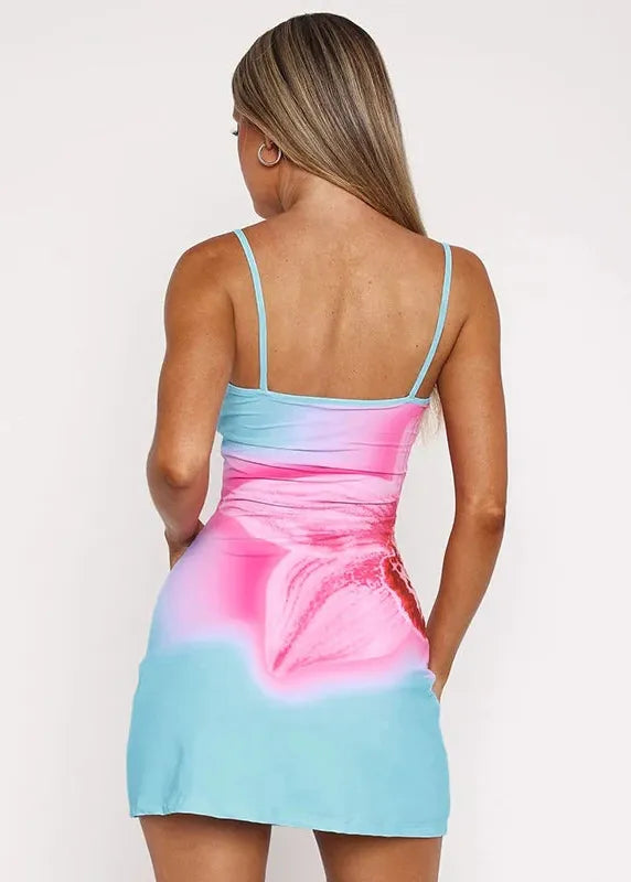 Robe courte bretelle fleurie