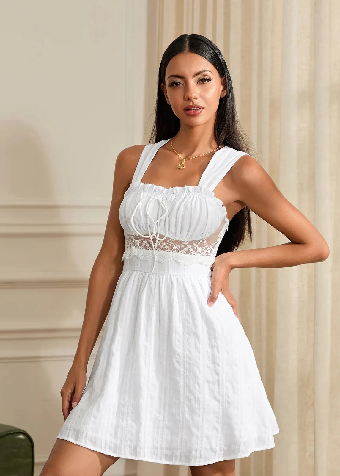 Robe blanche boheme courte