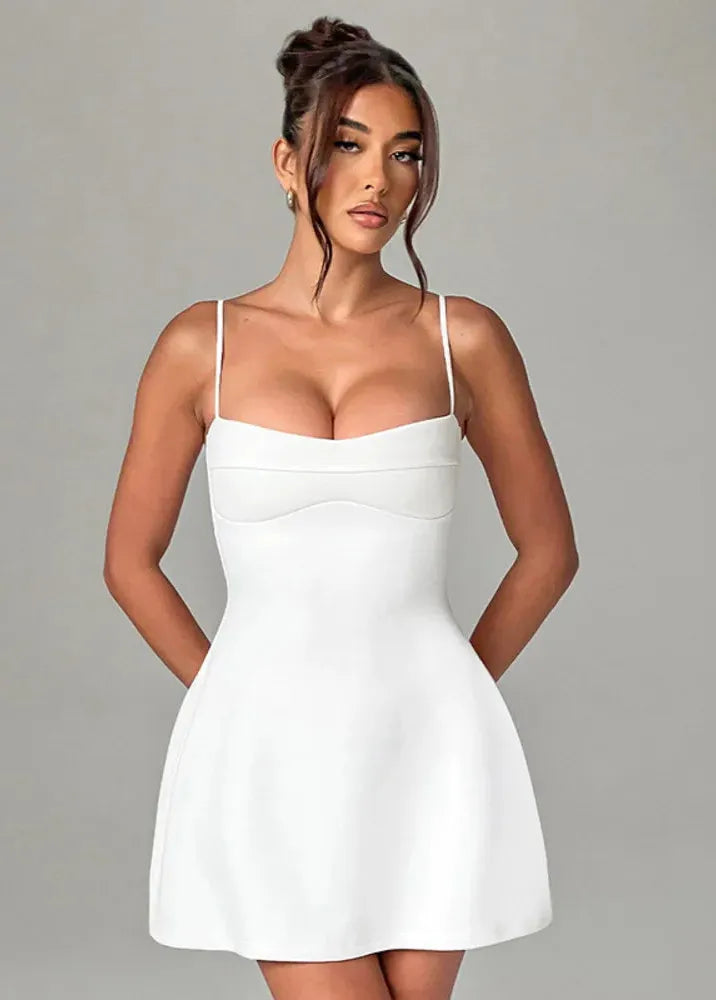 Robe D'été Vintage Blanche Janine Robin Bretelles - Taille 38/40 En Coton | Occasion Très Bon état