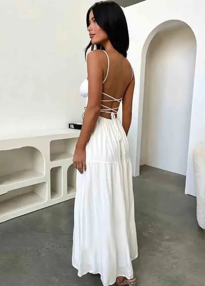 Robe blanche boheme longue