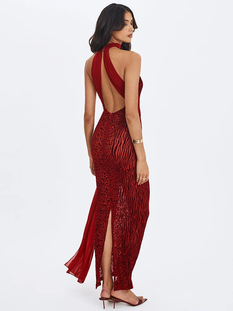 Robe imprimé léopard rouge