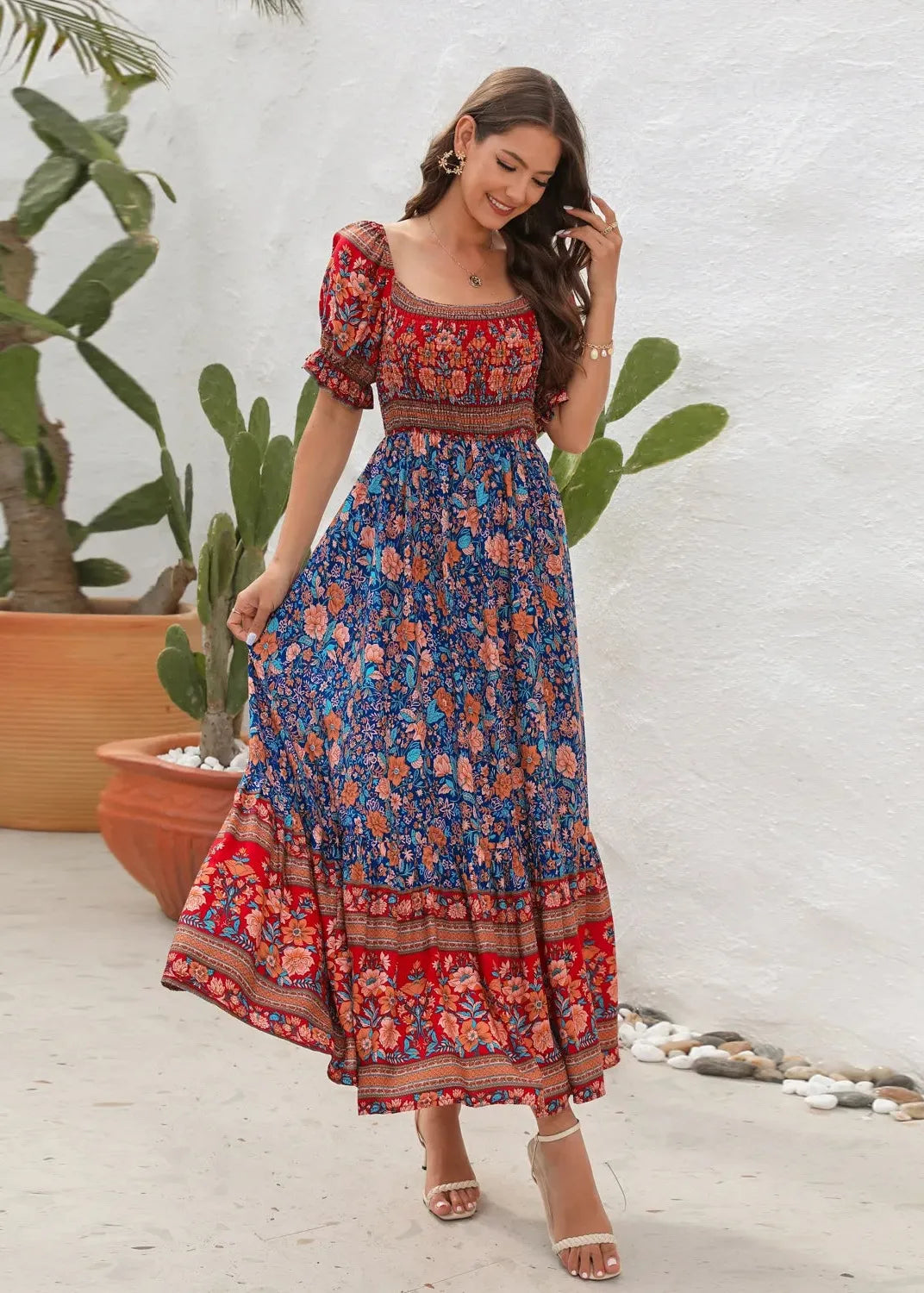 Robe longue fleurie bohème