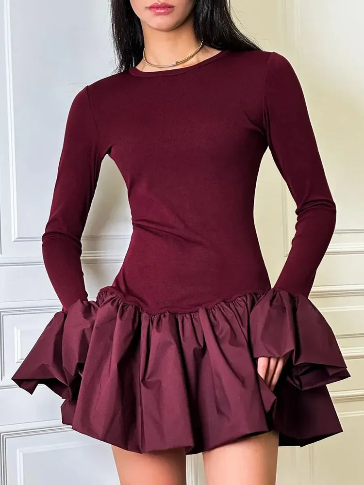 Robe plissée bordeaux