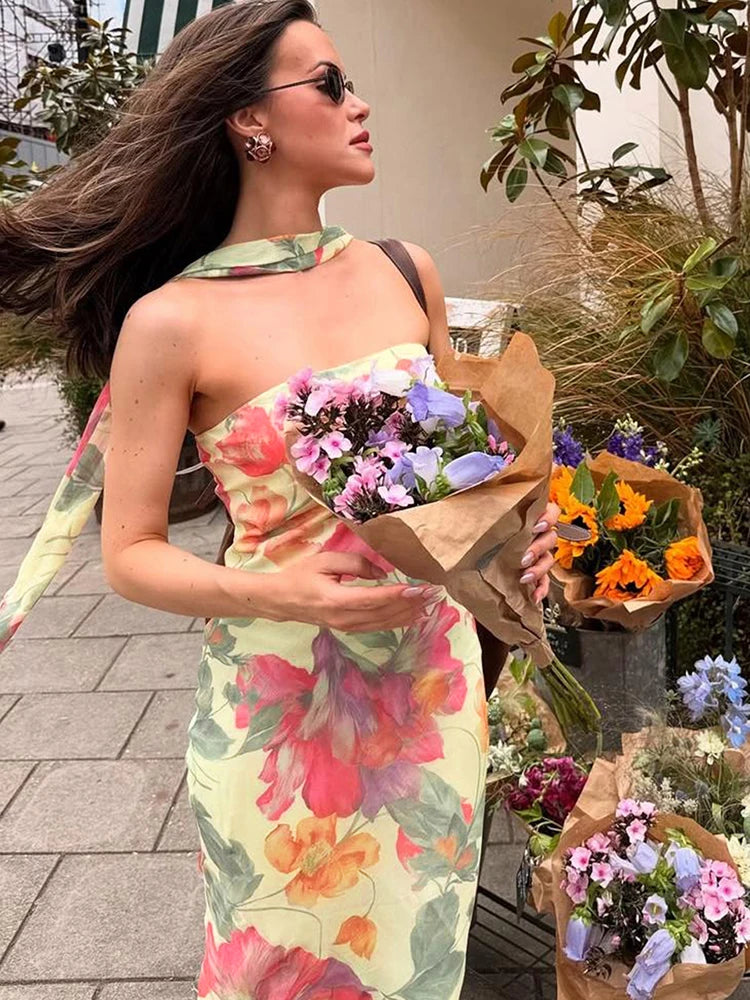 Robe bustier longue fleurie