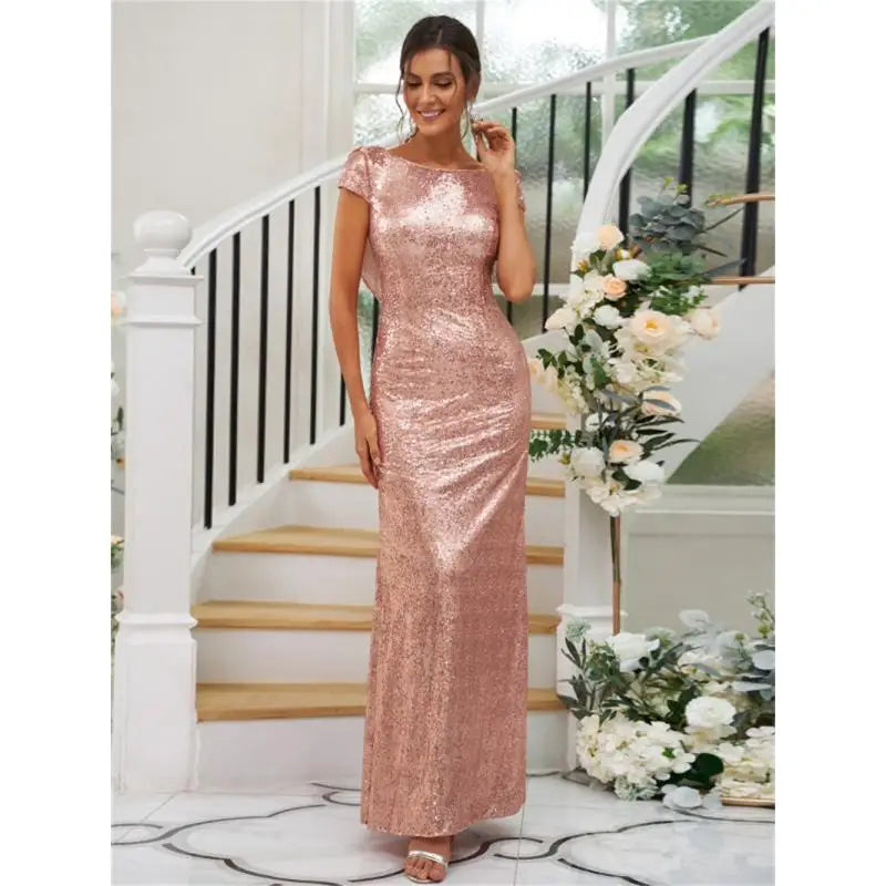 Robe cérémonie rose à paillettes