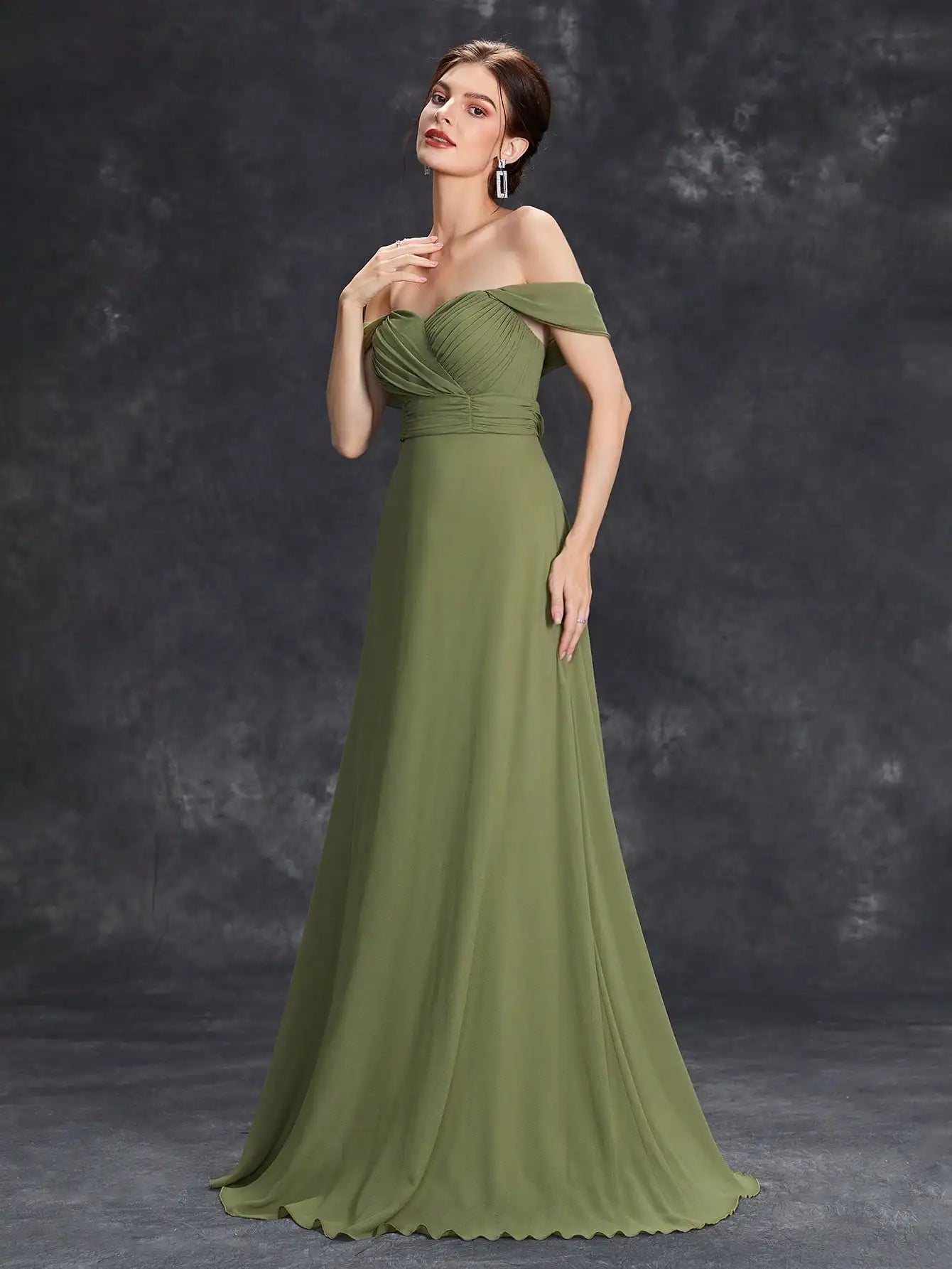 Robe demoiselle d'honneur vert olive