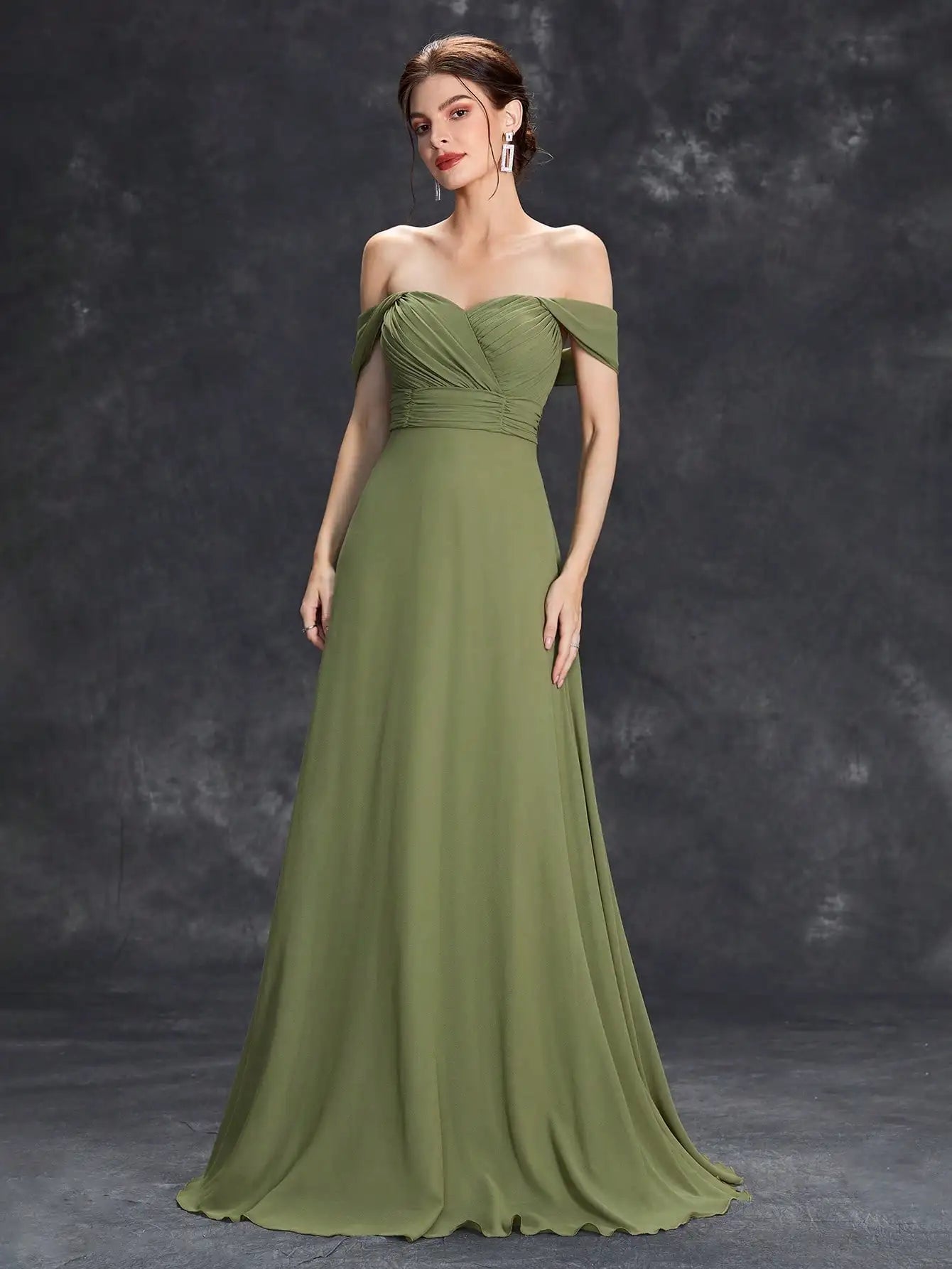 Robe demoiselle d'honneur vert olive