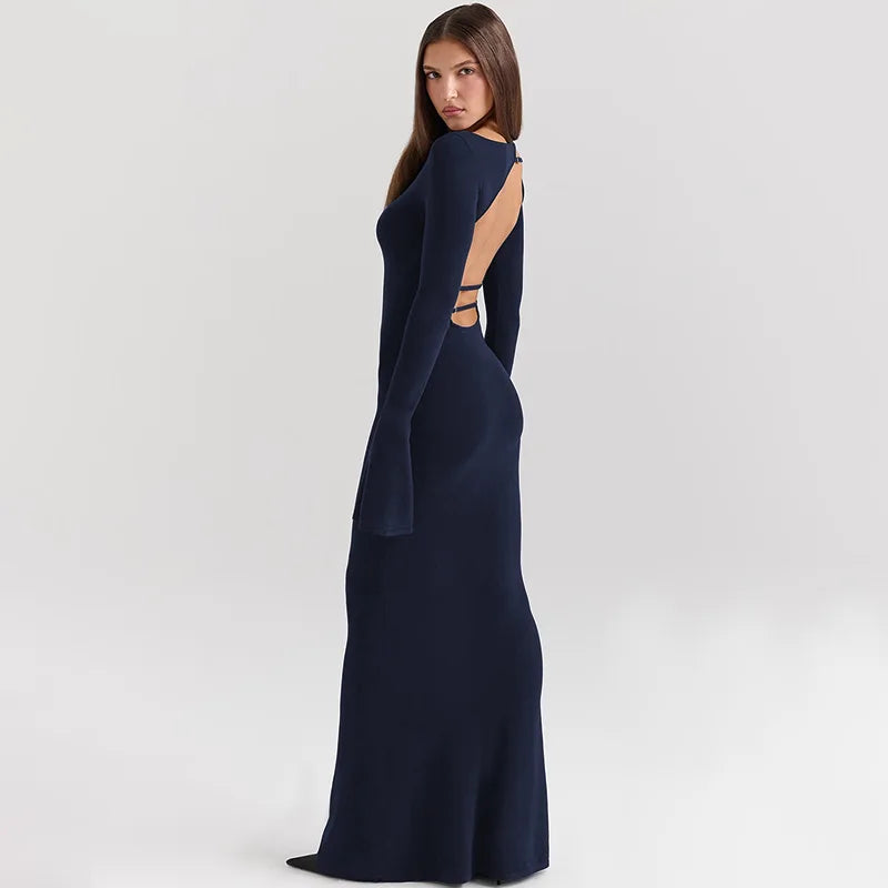 Robe bleu marine manche longue