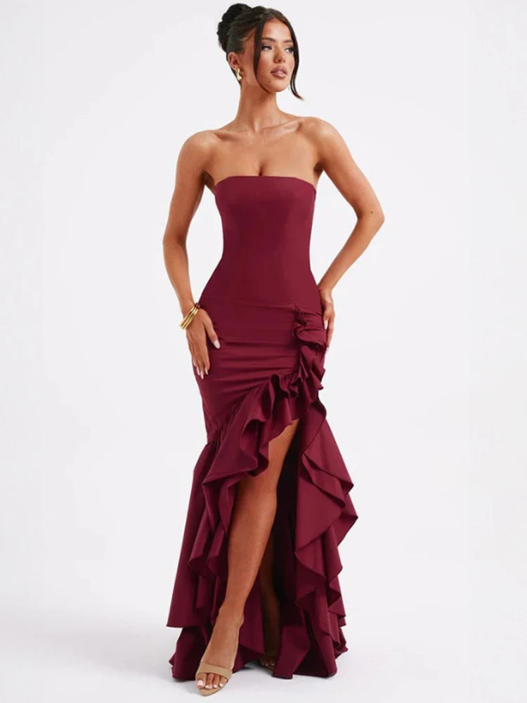 Robe a volant bustier