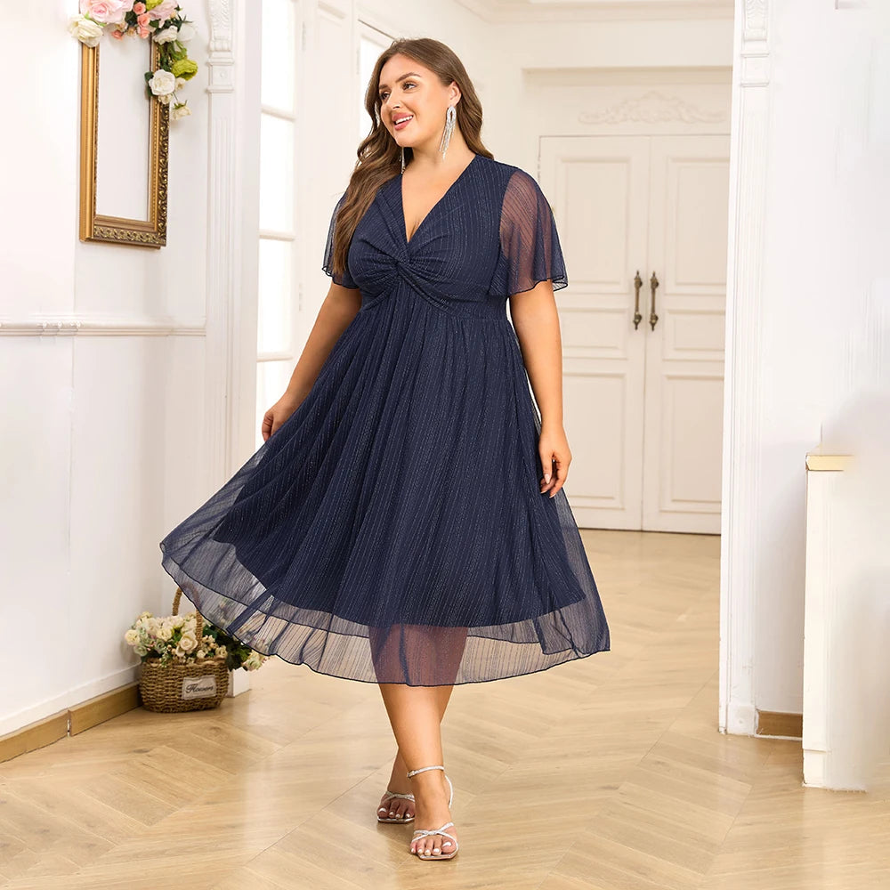 Robe bleu marine chic grande taille