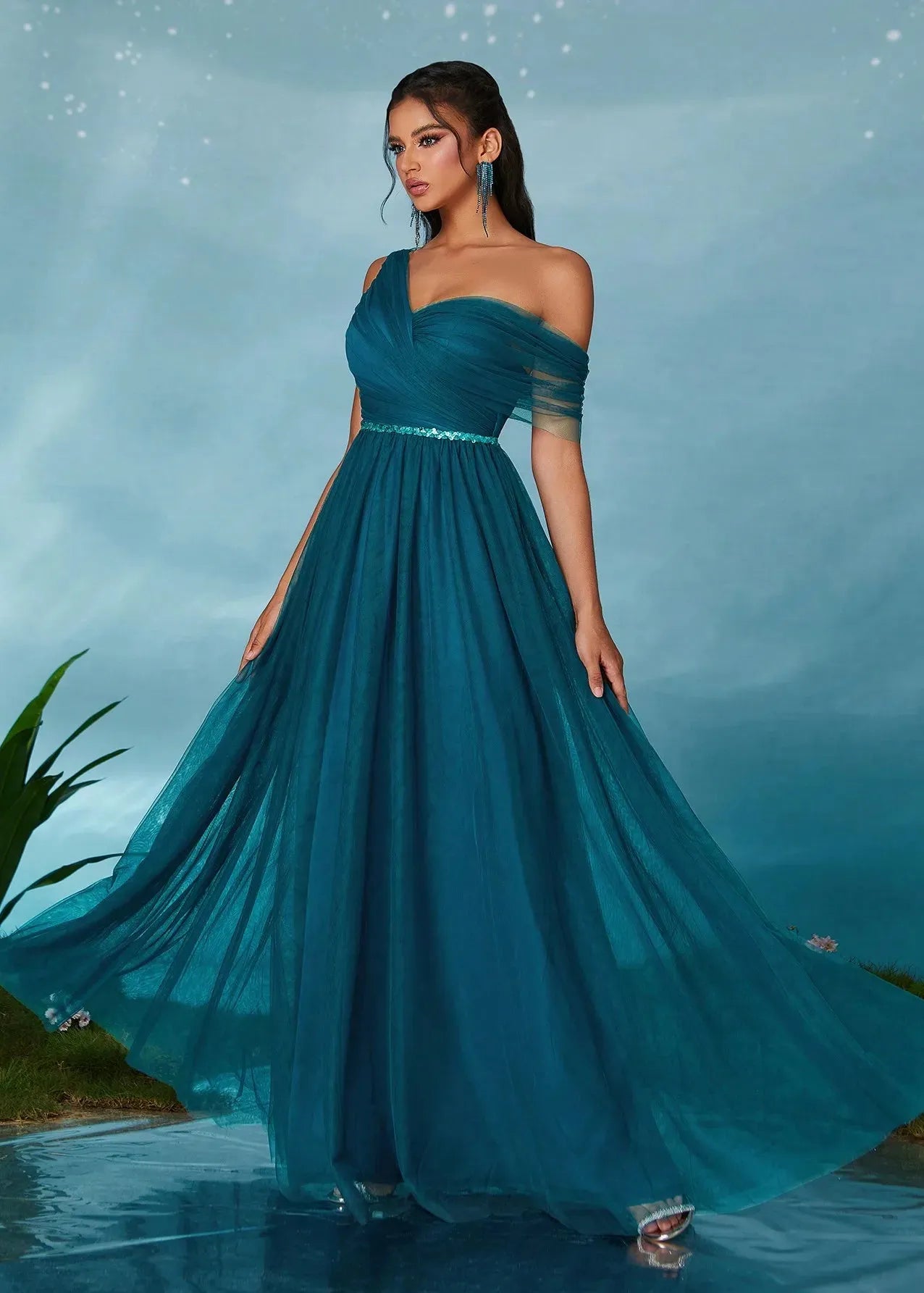 Robe de bal bleue tulle