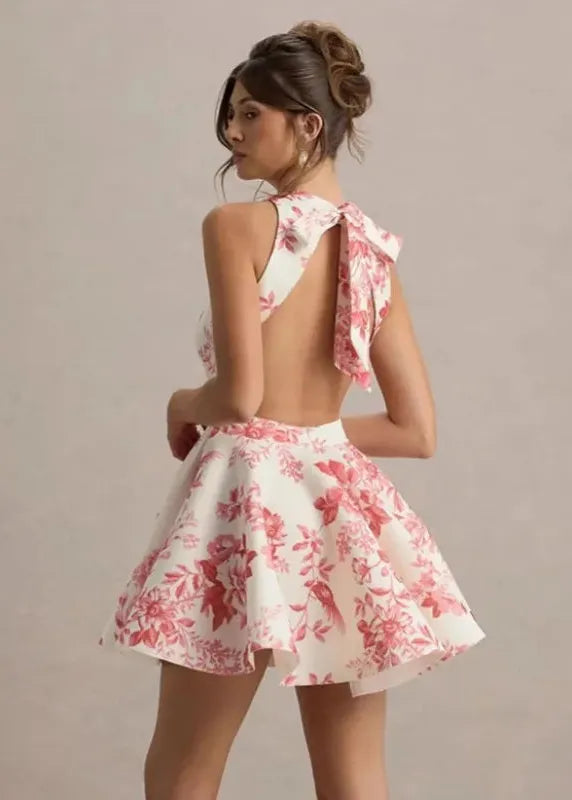 Robe patineuse fleurie courte