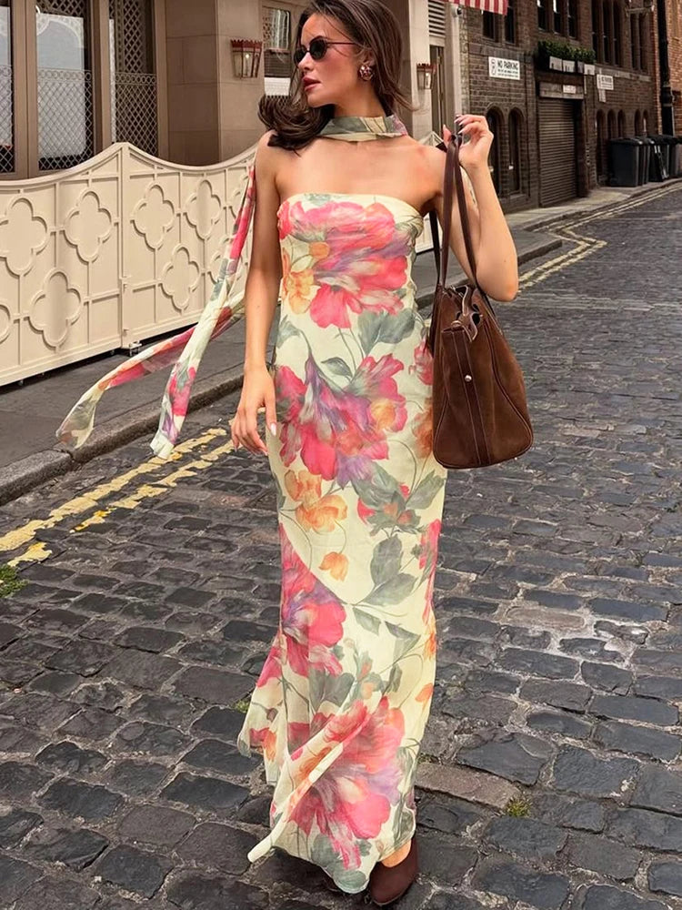 Robe bustier longue fleurie