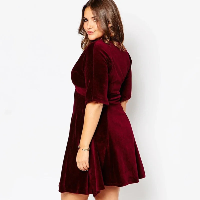 Robe velours rouge grande taille