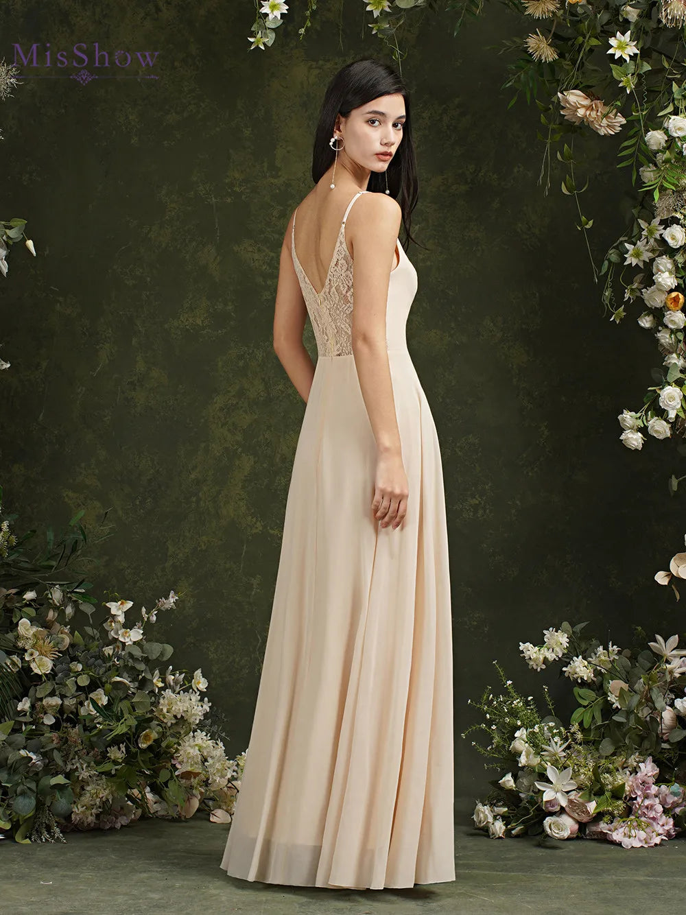 Robe longue beige pour mariage