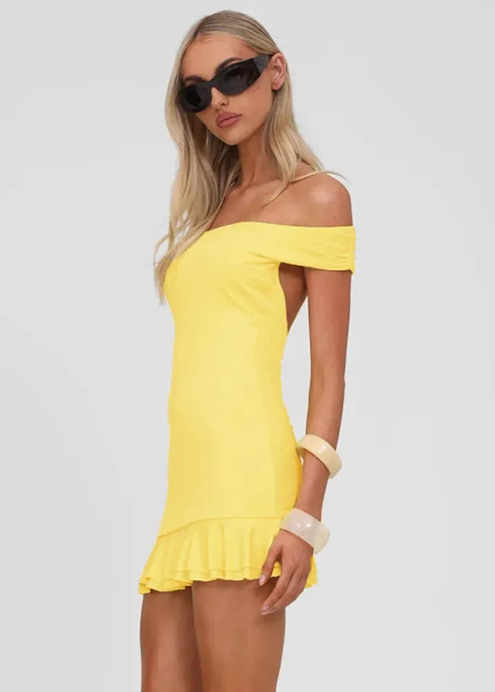 Robe bardot jaune