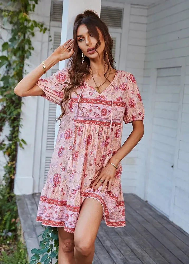 Robe boheme chic rose