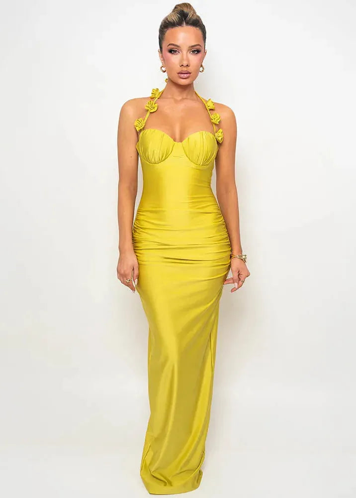 Robe moulante jaune