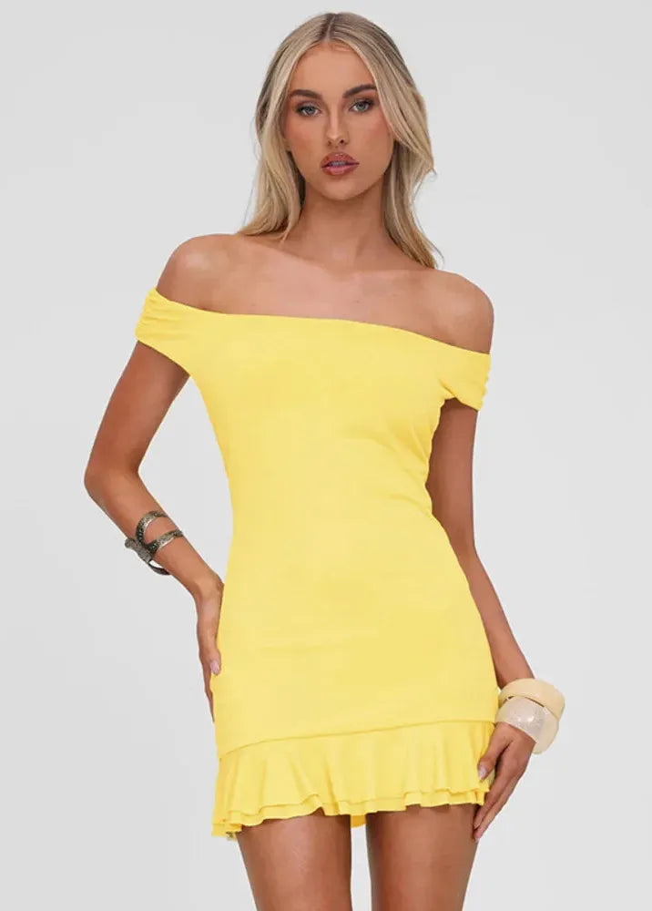 Robe bardot jaune