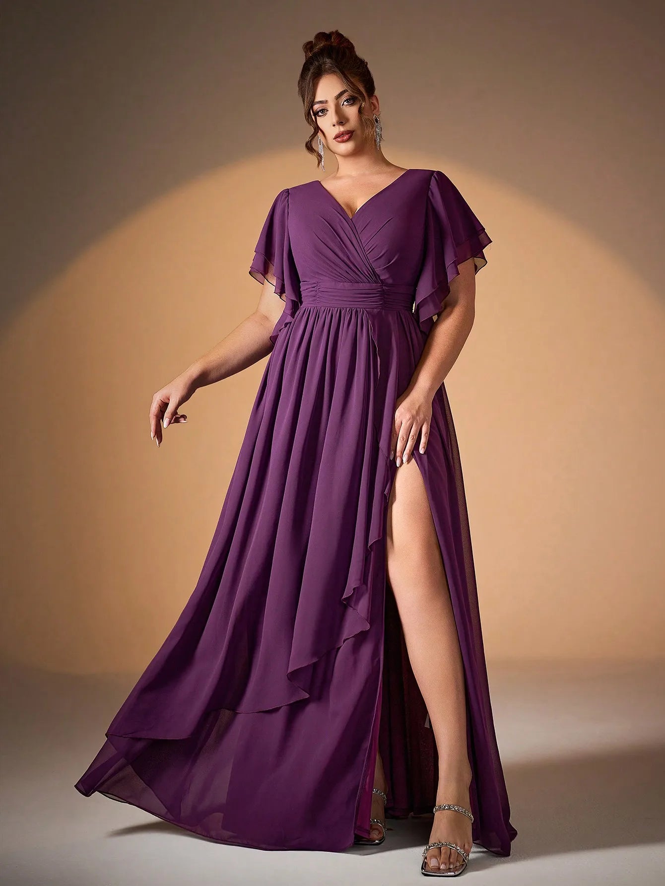 Robe demoiselle d'honneur grande taille violette